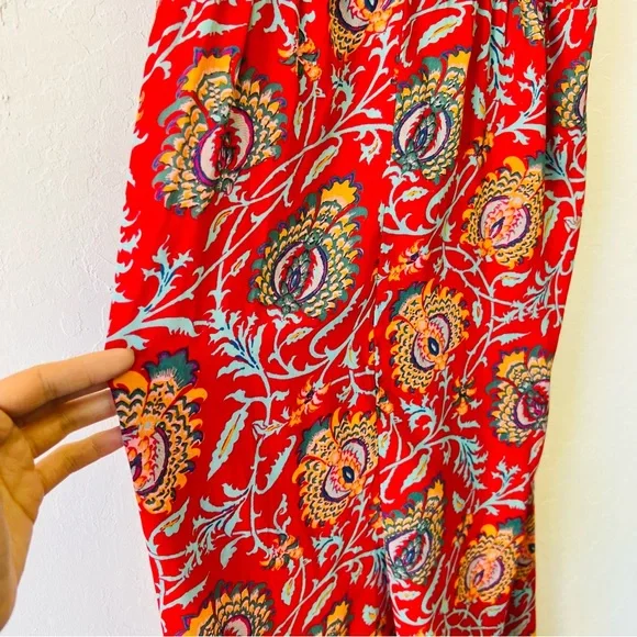 Anthropologie Red Floral Marina Sleep Jumpsuit Romper Medium - Picture 6 of 14